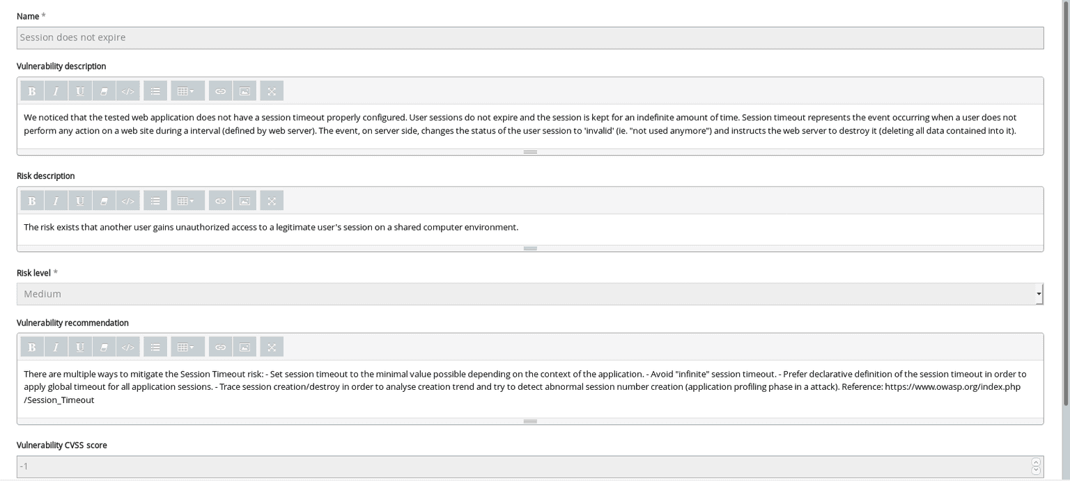 session does not expire reporting template