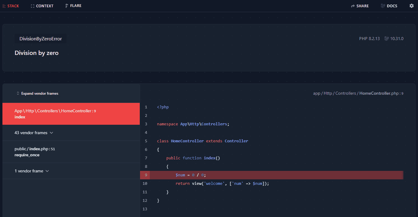 exception with Debug mode on